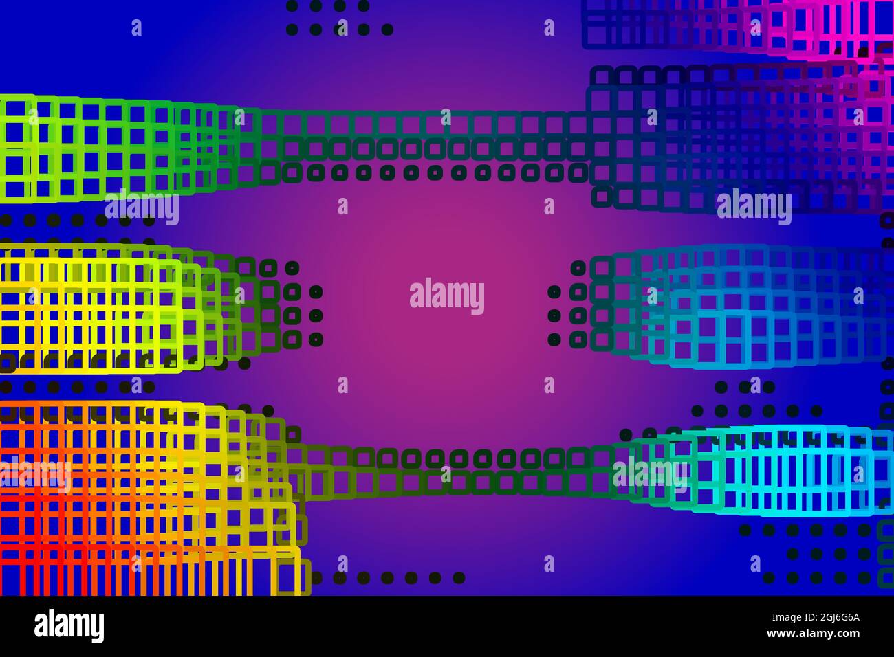 Design di stile architettonico. Forme chiare in colori sfumati su uno sfondo con gradiente radiale. Illustrazione Vettoriale