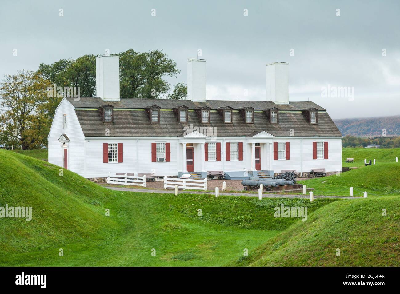 Canada, Nuova Scozia, Annapolis Royal. Fort Anne National Historic Site, replica del 1635 forte francese. Foto Stock