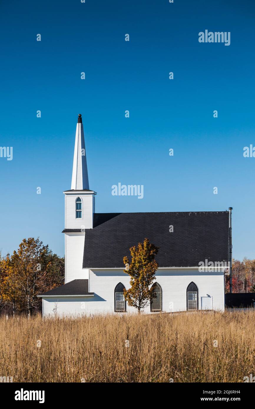 Canada, Prince Edward Island, Tyne Valley. Victoria West Presbyterian Chiesa in autunno. Foto Stock