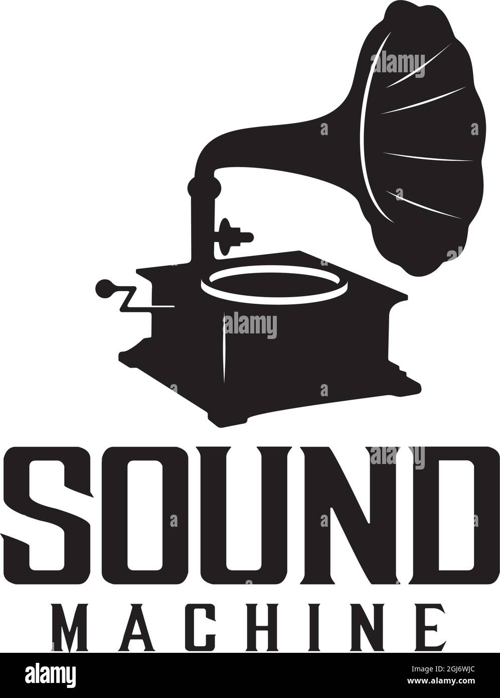 Black Classic vinyl Recording machine Vector logo design Illustrazione Vettoriale