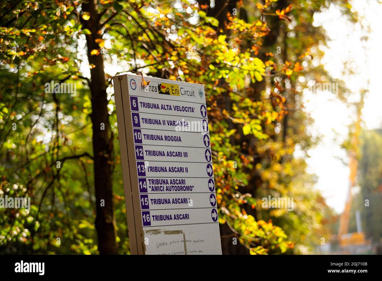 Dettagli pista di Monza durante la Formula 1 Heineken Gran Premio D'italia 2021, Gran Premio d'Italia, 14° round del Campionato Mondiale di Formula uno FIA 2021 dal 9 al 12 settembre 2021 sull'Autodromo Nazionale di Monza, a Monza, Italia Foto Stock