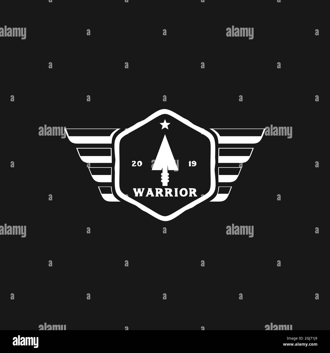 Icona del modello vettoriale del logo Warrior Illustrazione Vettoriale