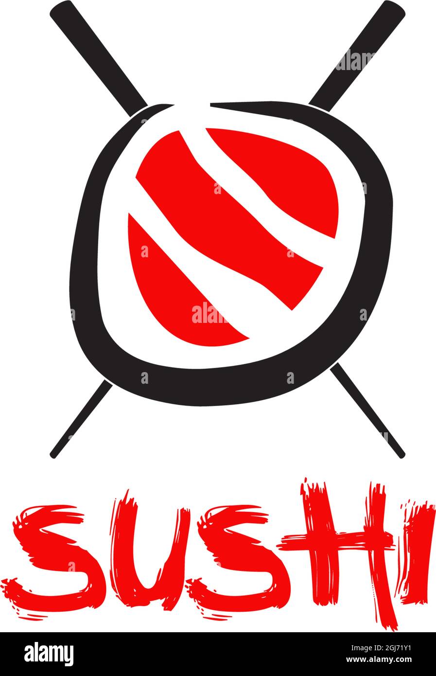 Illustrazione del modello vettoriale del logo del ristorante sushi Illustrazione Vettoriale