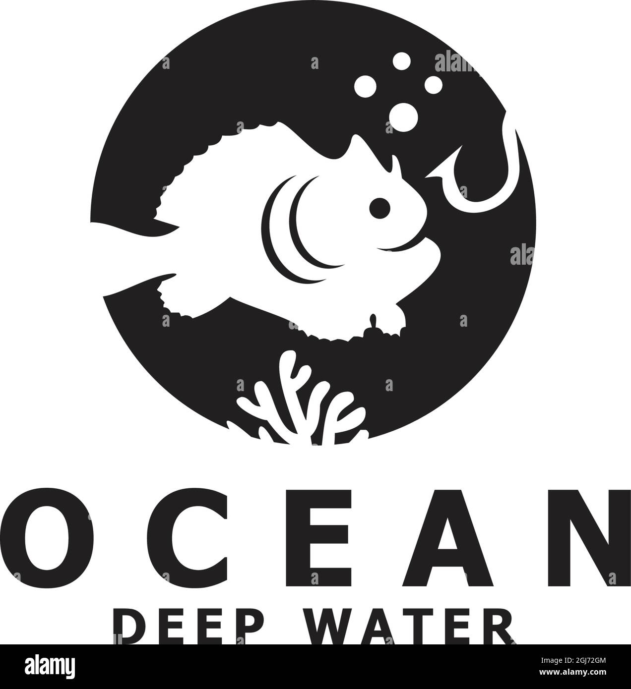 Immagine del modello vettoriale del logo dell'icona del pesce Illustrazione Vettoriale