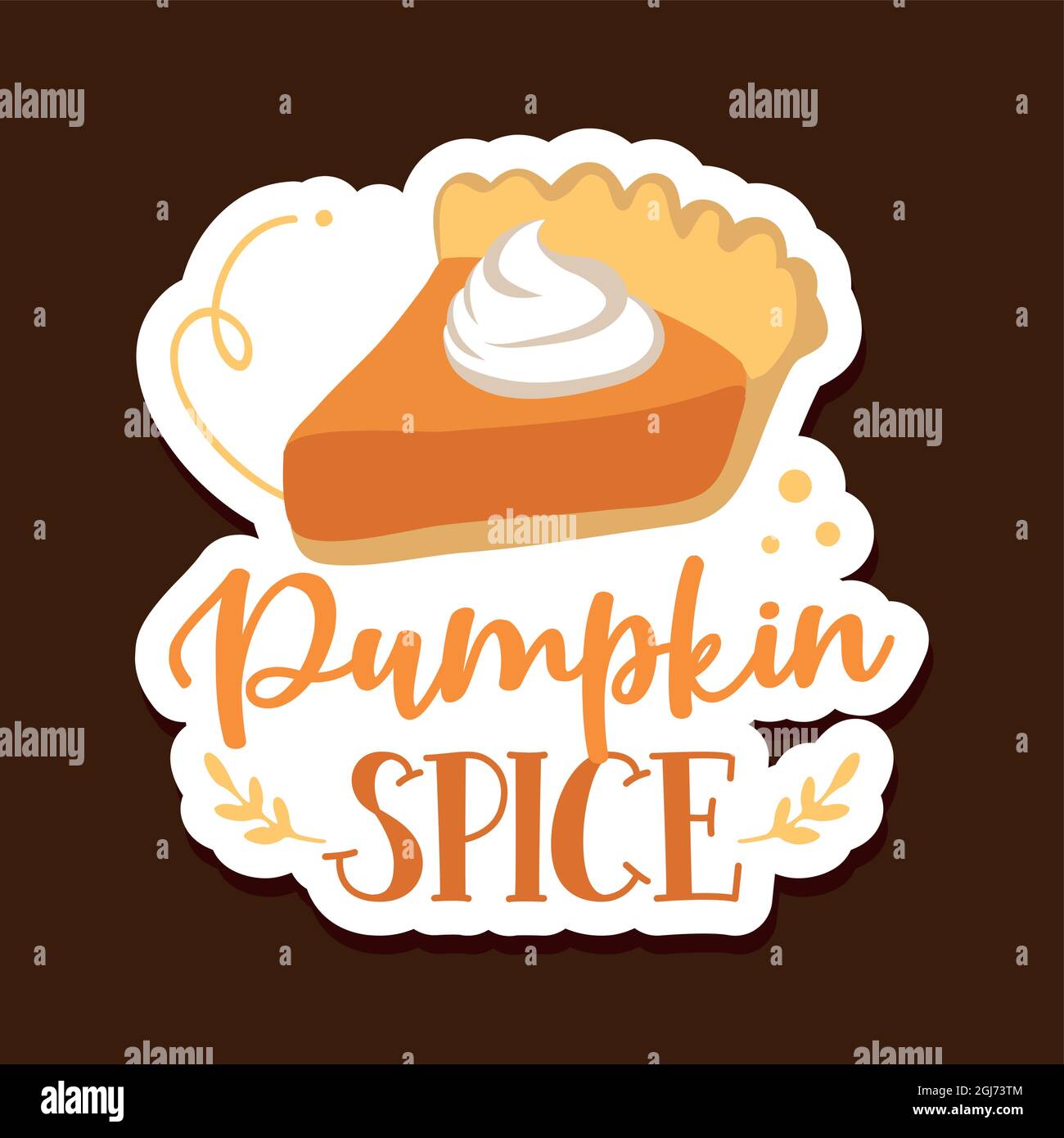 Torta di spezie di zucca - illustrazione vettoriale disegnata a mano. Poster a colori autunnali. Buono per poster, biglietto d'auguri, banner, tessuto, regalo, camicia, tazza o regalo. Th Illustrazione Vettoriale