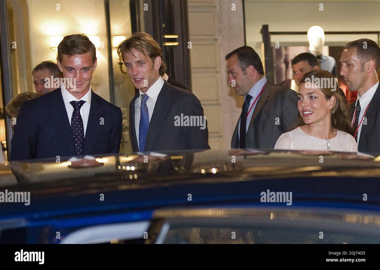 MONTE CARLO 20110701 la Principessa Caroline di Monaco il venerdì lascia una festa all'Hermitage di Monte Carlo prima delle nozze del giorno successivo del Principe Alberto II di Monaco e Charlene Wittstock. Foto: Maja Suslin / SCANPIX / Kod 10300 Foto Stock