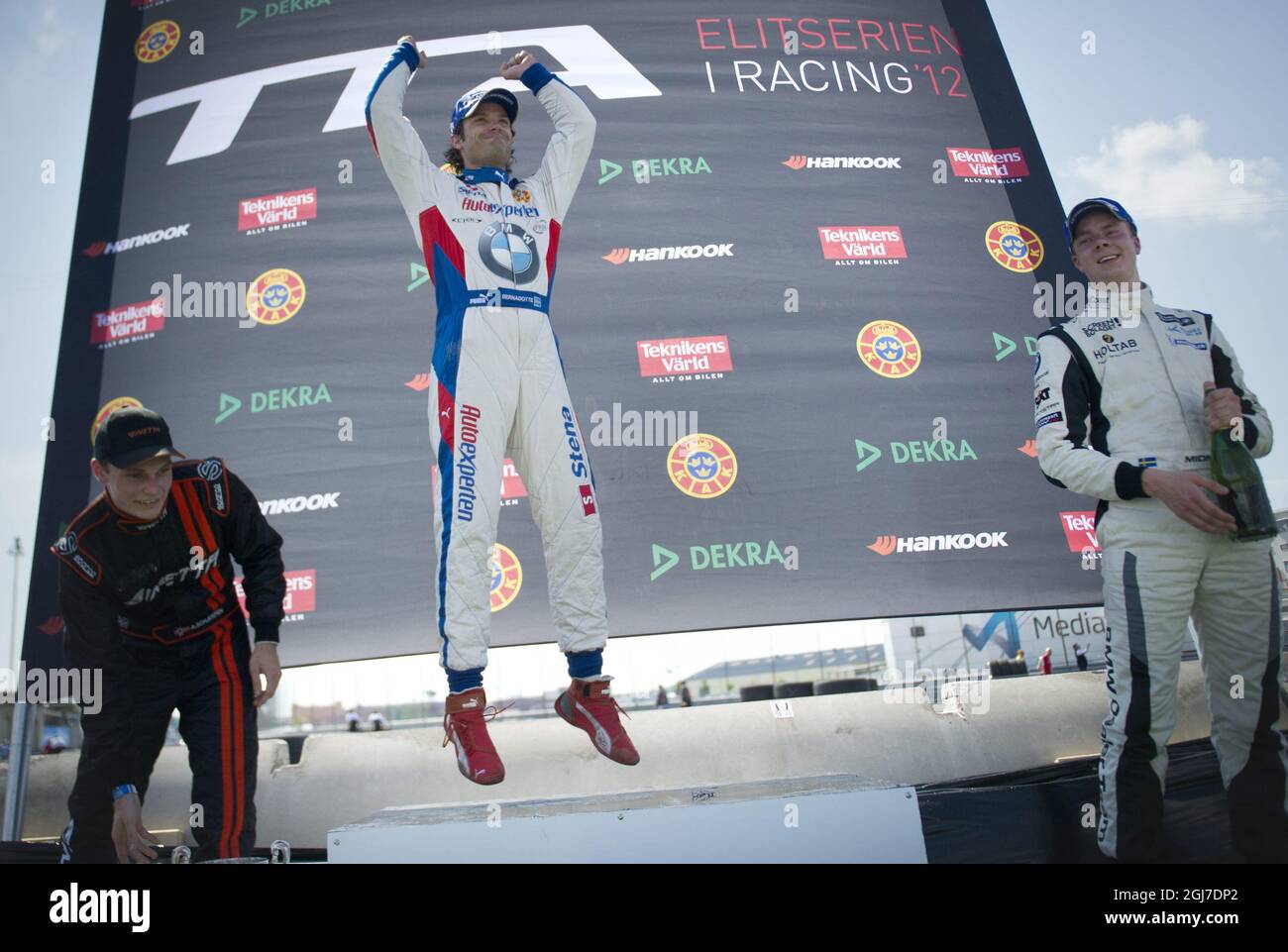 GOTEBORG 2012-06-16 il principe Carl Philip sul podio dopo aver vinto la GT Sprint Cup durante la City Race di Goteborg, Svezia, 16 giugno 2012. Foto: Bjorn Larsson Rosvall / SCANPIX / Codice 9200 Foto Stock