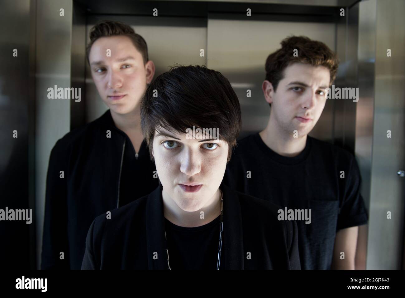 STOCKHOLM 20120903 The XX, band indie pop inglese, qui rappresentata da Oliver SIM, Romy Madly Croft e Jamie Smith. Il loro secondo album, Coexist, è stato pubblicato il 10 settembre 2012. Foto: Jessica Gow / SCANPIX / Kod 10070 Foto Stock