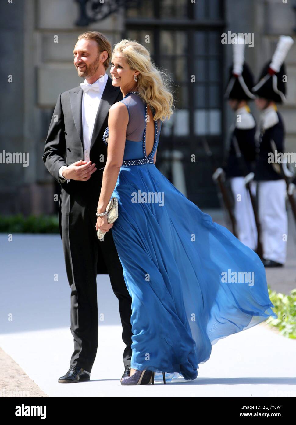 STOCCOLMA 20130608 Lovisa de Geer e Niklas Bolle arrivano alle nozze della Principessa Madeleine di Svezia e del Sig. Christopher OÂ’Neill che si sono tenute nella Cappella reale del Palazzo reale di Stoccolma sabato 8 giugno 2013. Foto: Soren Andersson / SCANPIX / kod 1037 Foto Stock