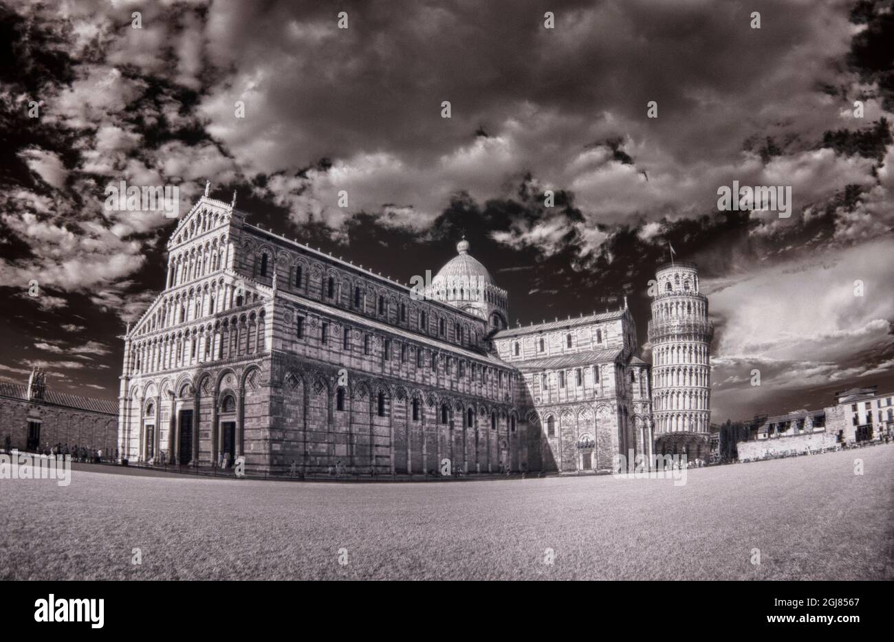 Italia, Pisa. Immagine infrarossa del campo dei Miracoli Foto Stock