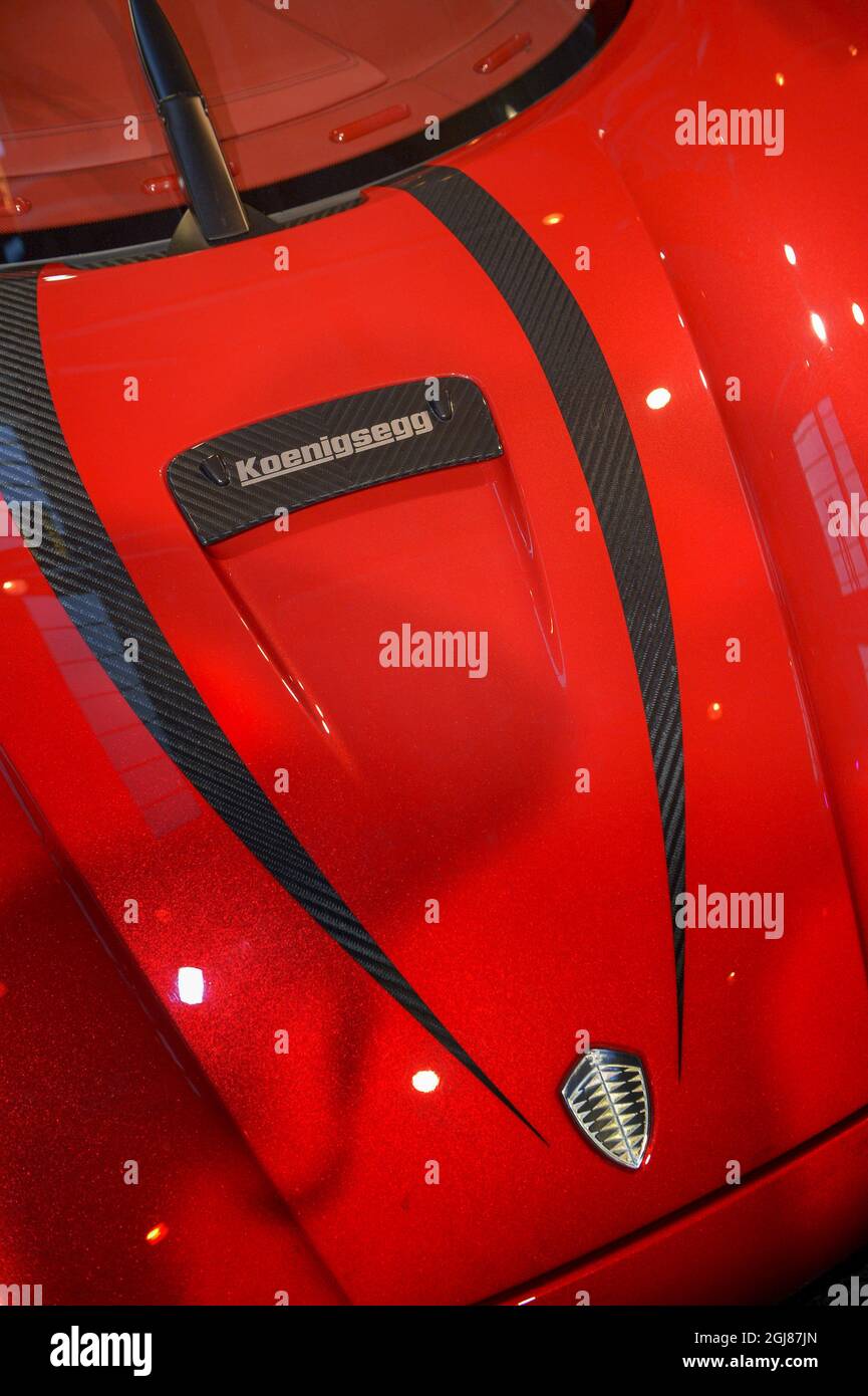 STOCKHOLM 20131108 la Koenigsegg Agera R 1000+ hp super sportiva in mostra nella giornata media al Gran Turismo Expo auto show a Stoccolma il 08 novembre 2013. L'auto costruita a mano, con il numero di serie 103, riporterà il felice proprietario di ben oltre 4 milioni di dollari (3 milioni di euro). Foto: Janerik Henriksson / TT / Kod 10010 Foto Stock