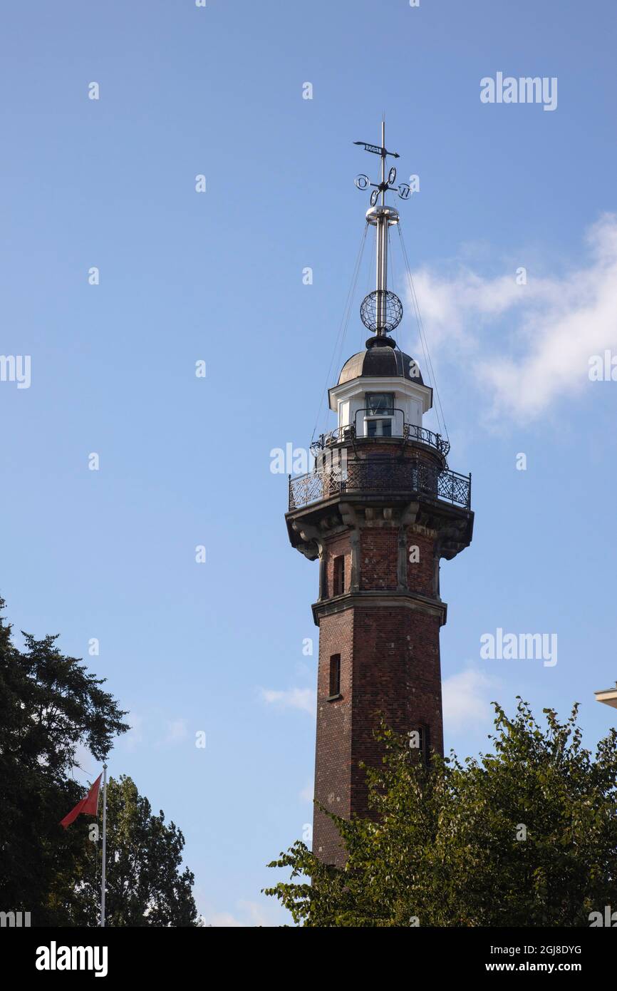 Il faro di Nowy Port, costruito nel 1893 e smantellato nel 1984, è stato ispirato da un faro costruito a Cleveland, Ohio nel 1871. Foto Stock