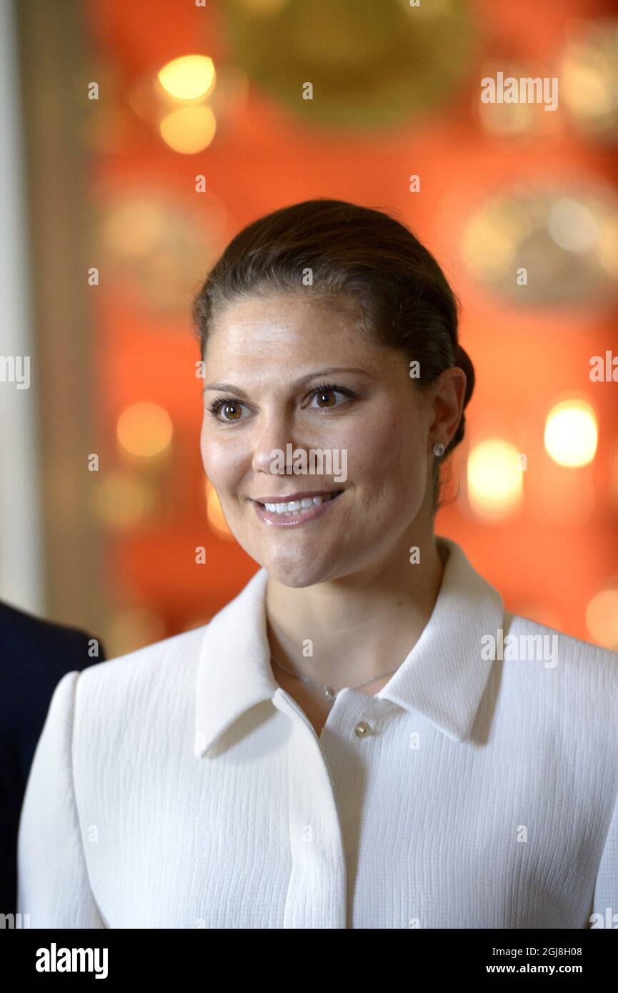 STOCCOLMA 20140520 la Principessa Vittoria durante un'udienza con il Sindaco di Amburgo, OLAF Scholz, al Palazzo reale di Stoccolma, Svezia, 20 maggio 2014. Foto: Janerik Henriksson / TT / Kod 10010 Foto Stock