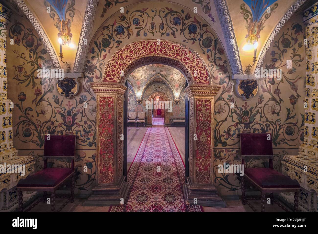 Russia, Mosca. Camera decorata all'interno del Palazzo del Grande Cremlino. Foto Stock