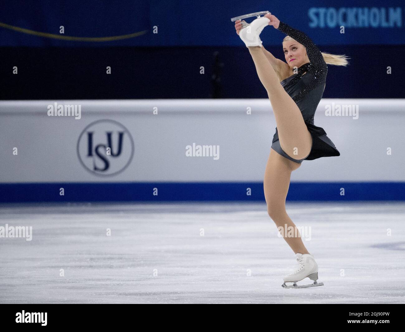 STOCCOLMA 20150129 Kiira Korpi di Germania è visto durante il breve programma della ladyÂ al Campionato europeo di pattinaggio a figure a Stoccolma, Svezia, 29 gennaio 2014. Foto: Jessica Gow / TT / Kod 10070 Foto Stock