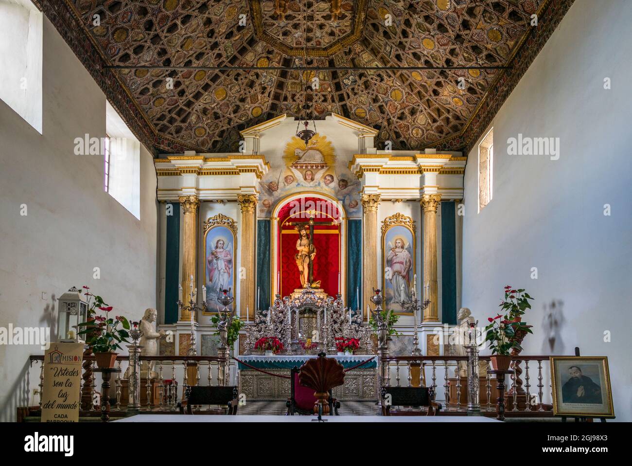Spagna Isole Canarie Tenerife Island, Tacoronte, Santuario del Santisimo Christo de los Delores chiesa, interno Foto Stock