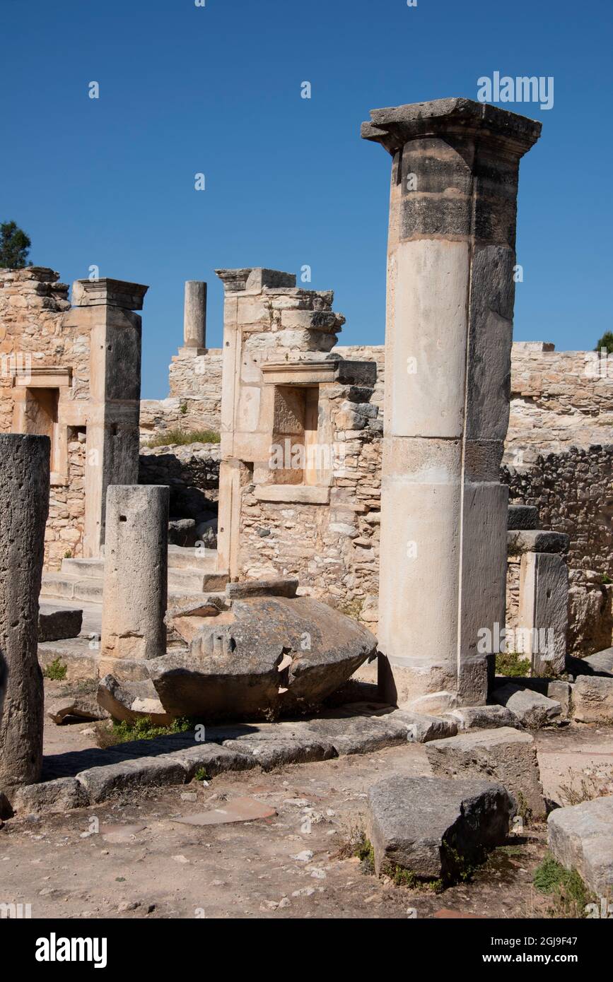 Cipro, Limassol, alias Lemesos. Kourion, antiche rovine del Santuario di Apollo Hylates, noto anche come Apollon Hylatis. Foto Stock