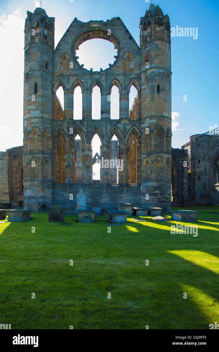 Scozia, Elgin. Rovine del 13 ° secolo Elgin Cattedrale. Foto Stock