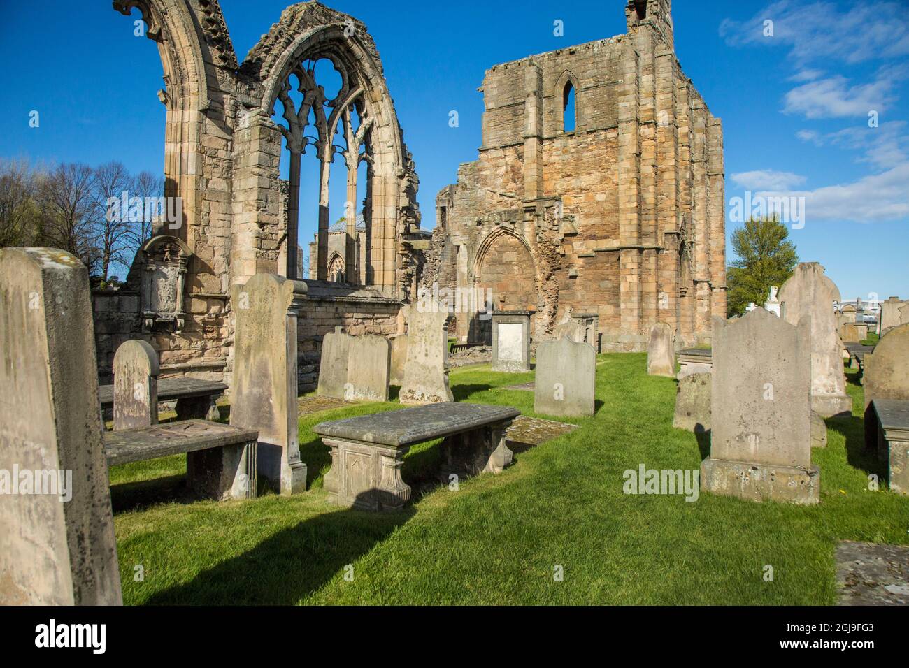 Scozia, Elgin. Rovine del 13 ° secolo Elgin Cattedrale. Foto Stock