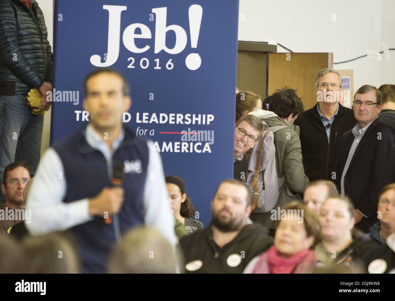 NEW HAMPSHIRE 2016-02-08 Jeb Bush è visto durante una riunione di campagna nel Bedford, Stati Uniti d'America, 8 febbraio 2016 Foto Ola Torkelsson / TT / Kod 75777 Foto Stock