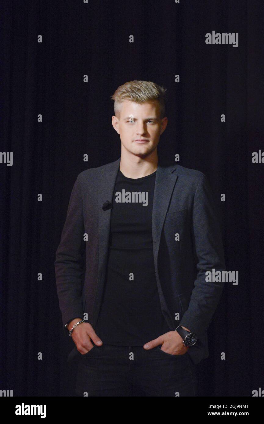 STOCKHOLM 2016-03-09 Formula -uno pilota di SwedenÃ‚Â Marcus Ericsson del Team Sauber durante un presser a Stoccolma, Svezia, 9 marzo 2016. Marcus si prepara per la nuova stagione di formula uno a partire dal Gran Premio d'Australia di Formula 1 2016, marzo 17. Foto Janerik Henriksson / TT kod 10010 Foto Stock