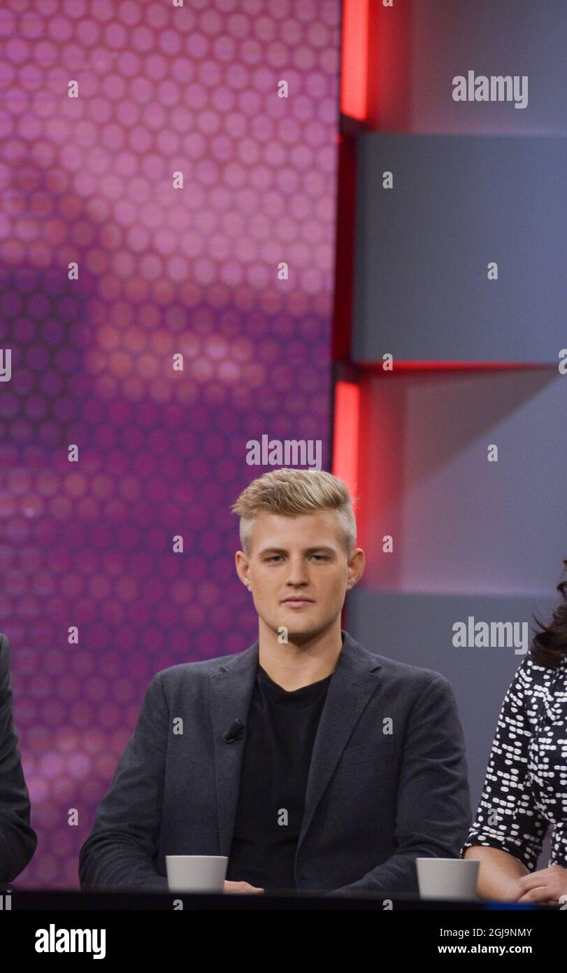 STOCKHOLM 2016-03-09 Formula -uno pilota di SwedenÃ‚Â Marcus Ericsson del Team Sauber durante un presser a Stoccolma, Svezia, 9 marzo 2016. Marcus si prepara per la nuova stagione di formula uno a partire dal Gran Premio d'Australia di Formula 1 2016, marzo 17. Foto Janerik Henriksson / TT kod 10010 Foto Stock
