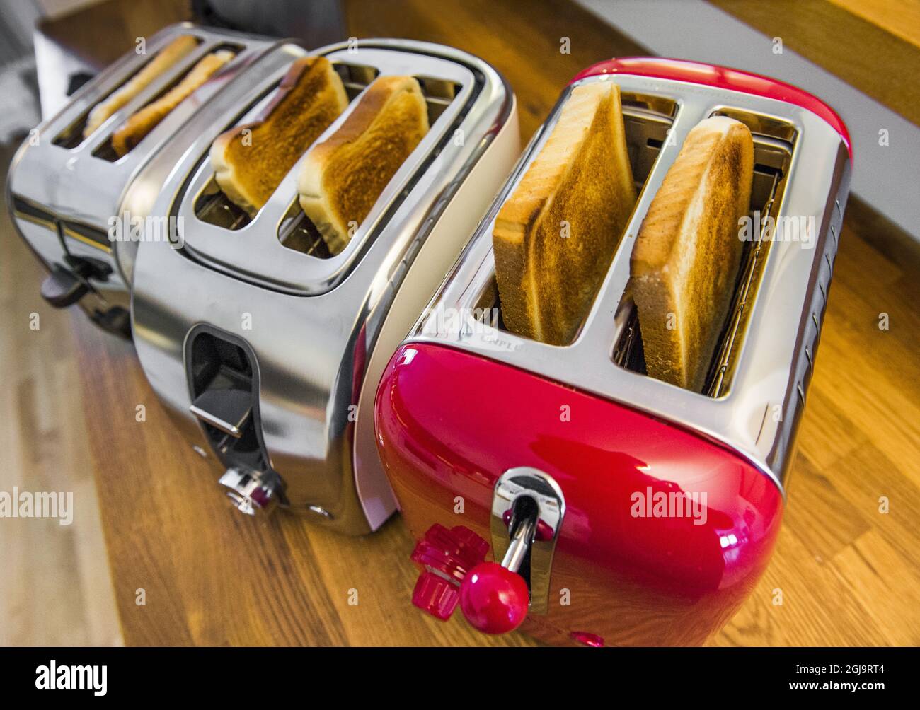 STOCKHOLM 20160205 Toasters, tostato, allevato Foto: Claudio Bresciani / TT / Kod 10090 fette Foto Stock