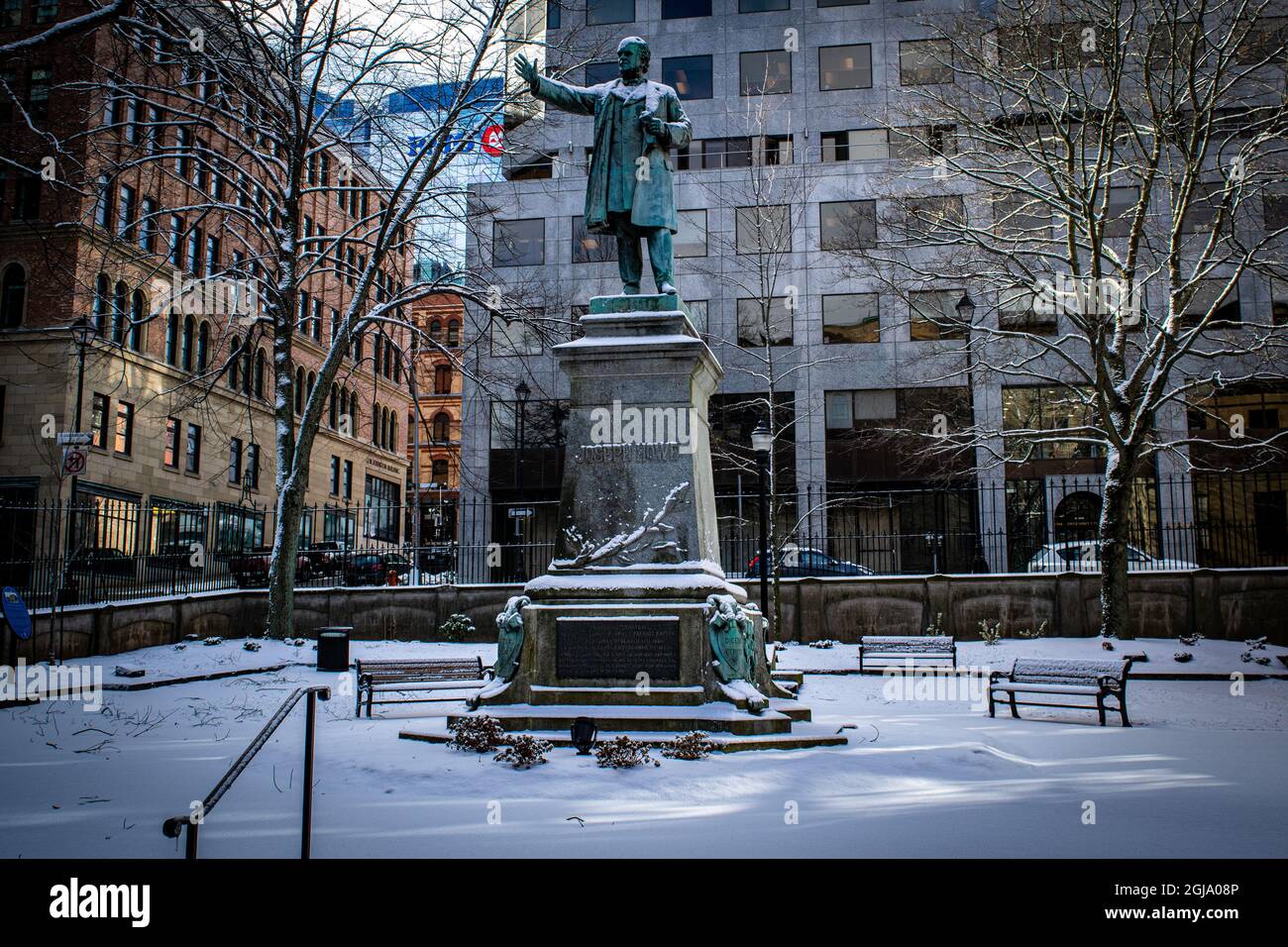 Statua di Joseph Howe, Province House, creata dal famoso scultore del Québec Louis-Philippe Hébert Foto Stock