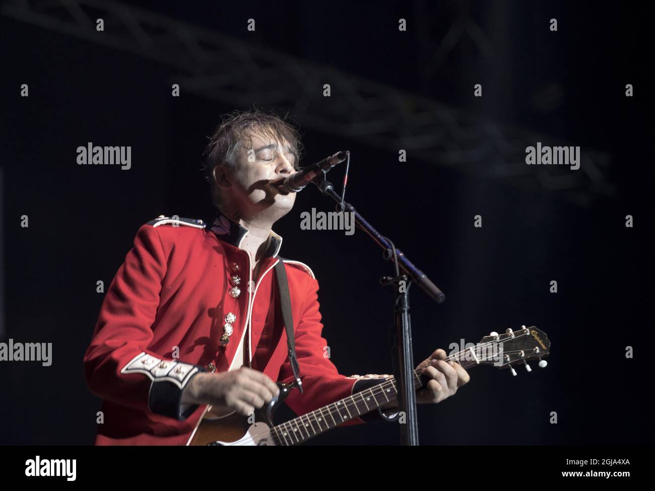 GOTHENBURG 2016-08-12 Pete Doherty e i Libertines sul palco al festival di musica di uscita ovest a Gothenburg, Svezia 12 agosto 2016. Foto Bjorn Larsson Rosvall / TT / Kod 9200 Foto Stock