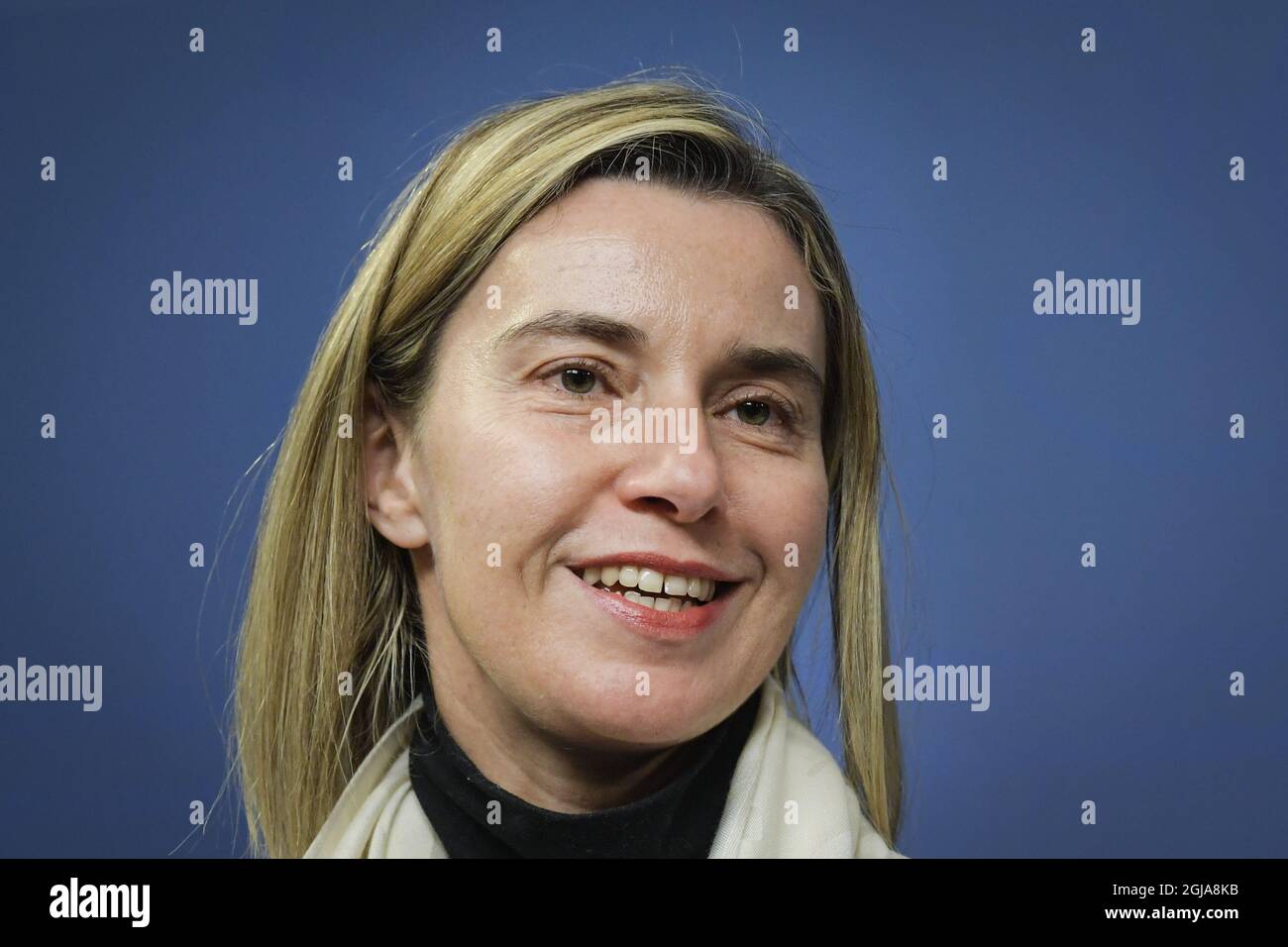 STOCCOLMA 20161010 Federica Mogherini è un politico italiano e l'attuale Alto rappresentante dell'Unione europea per gli affari esteri e la politica di sicurezza e Vicepresidente della Commissione europea Foto: Janerik Henriksson / TT / kod 10010 Foto Stock