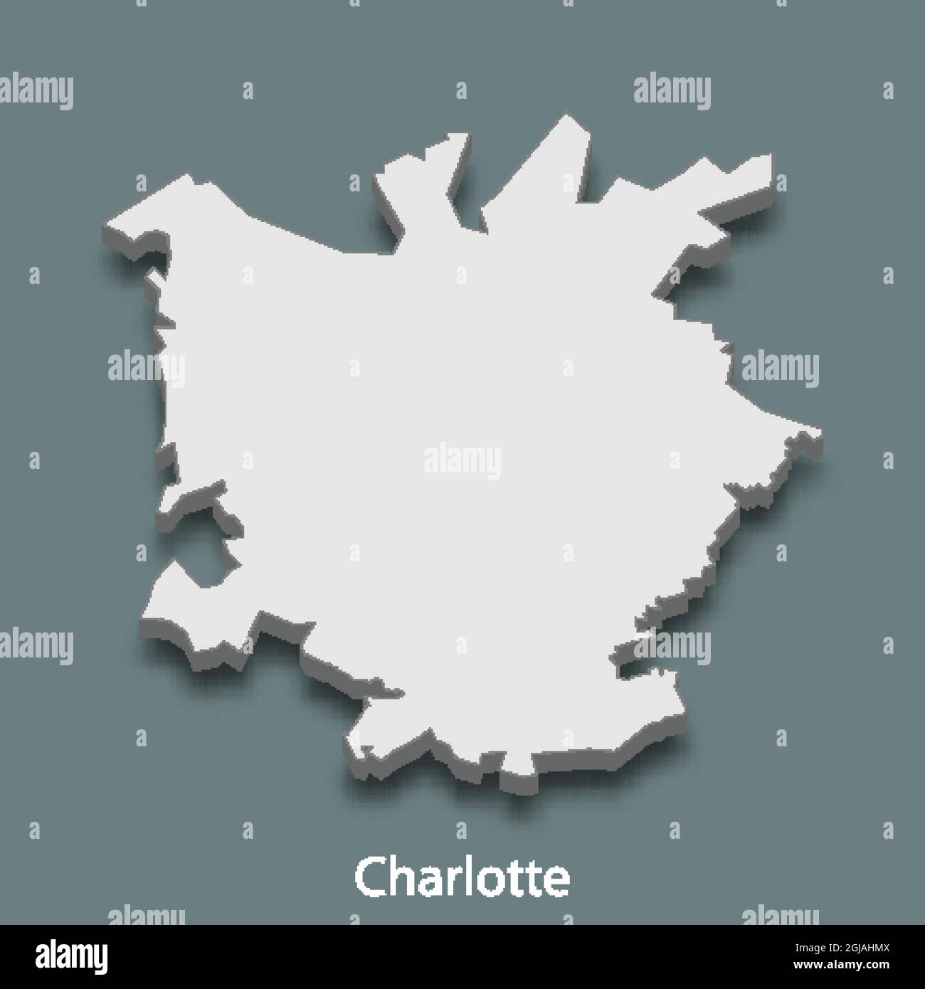 la mappa isometrica 3d di Charlotte è una città degli Stati Uniti, illustrazione vettoriale Illustrazione Vettoriale