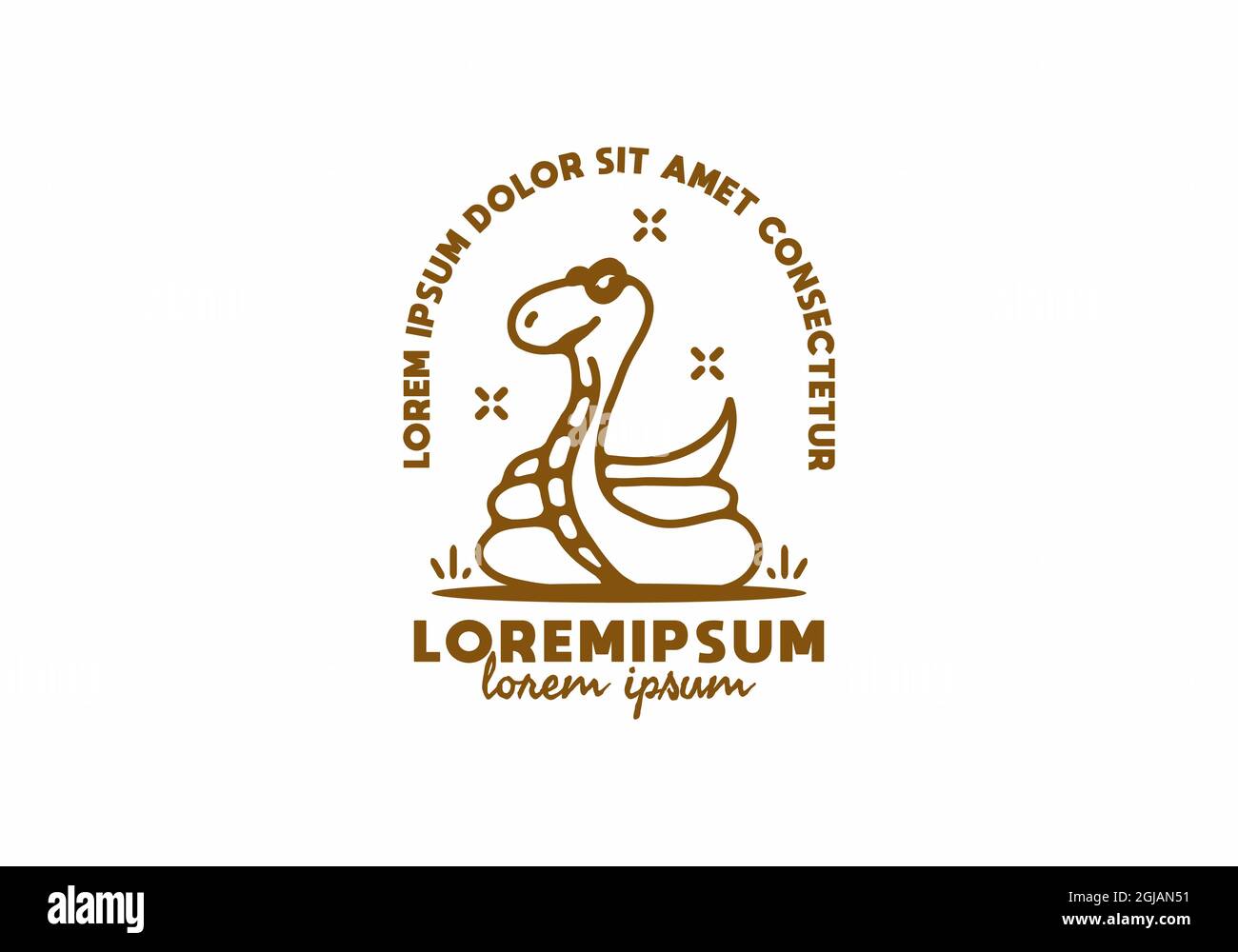 Linea di disegno Snake con il disegno di testo lorem ipsum Illustrazione Vettoriale