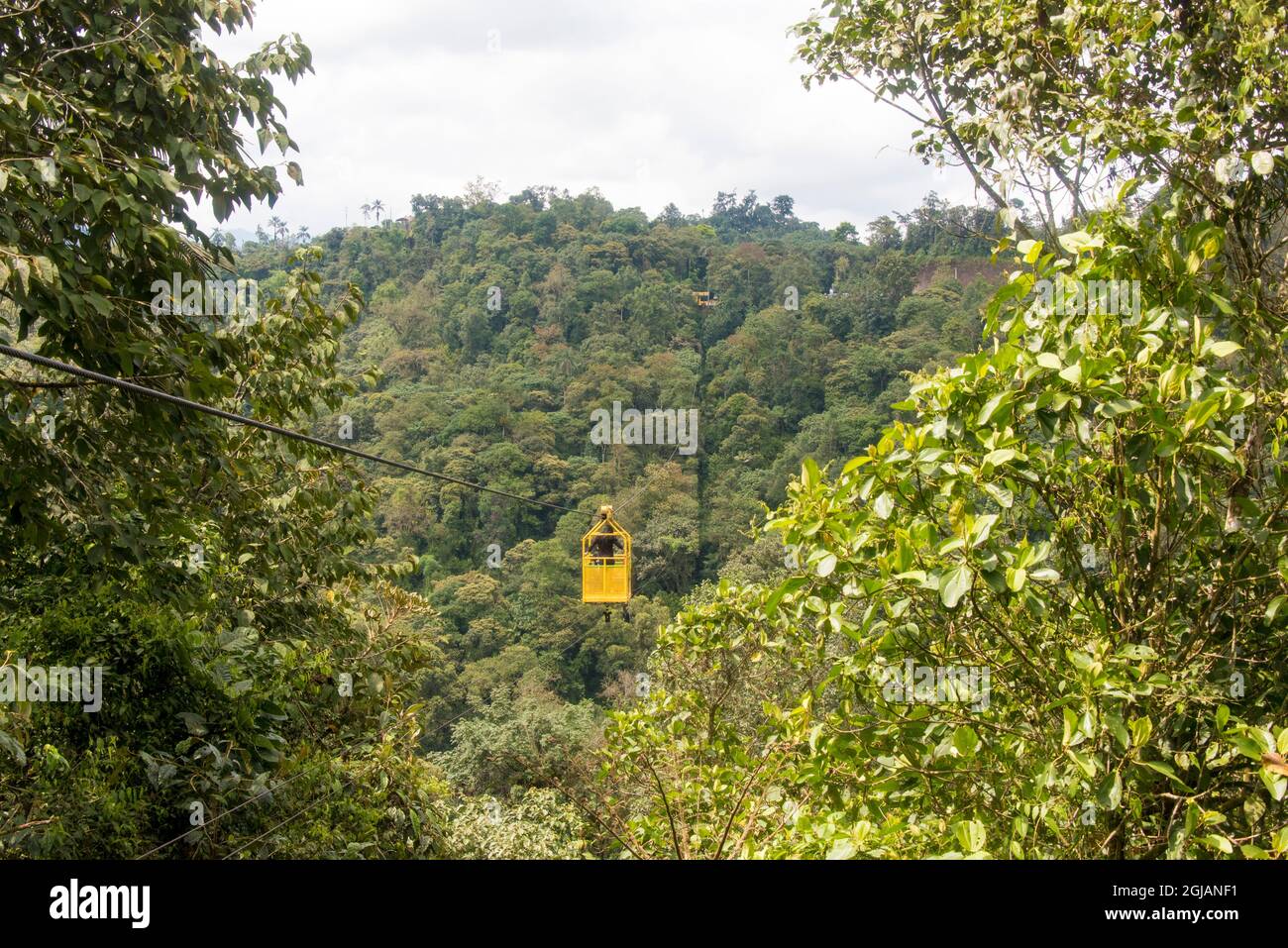 Ecuador, Mindo. Bosque Protector Mindo-Nambillo Tarabita funivia Foto Stock
