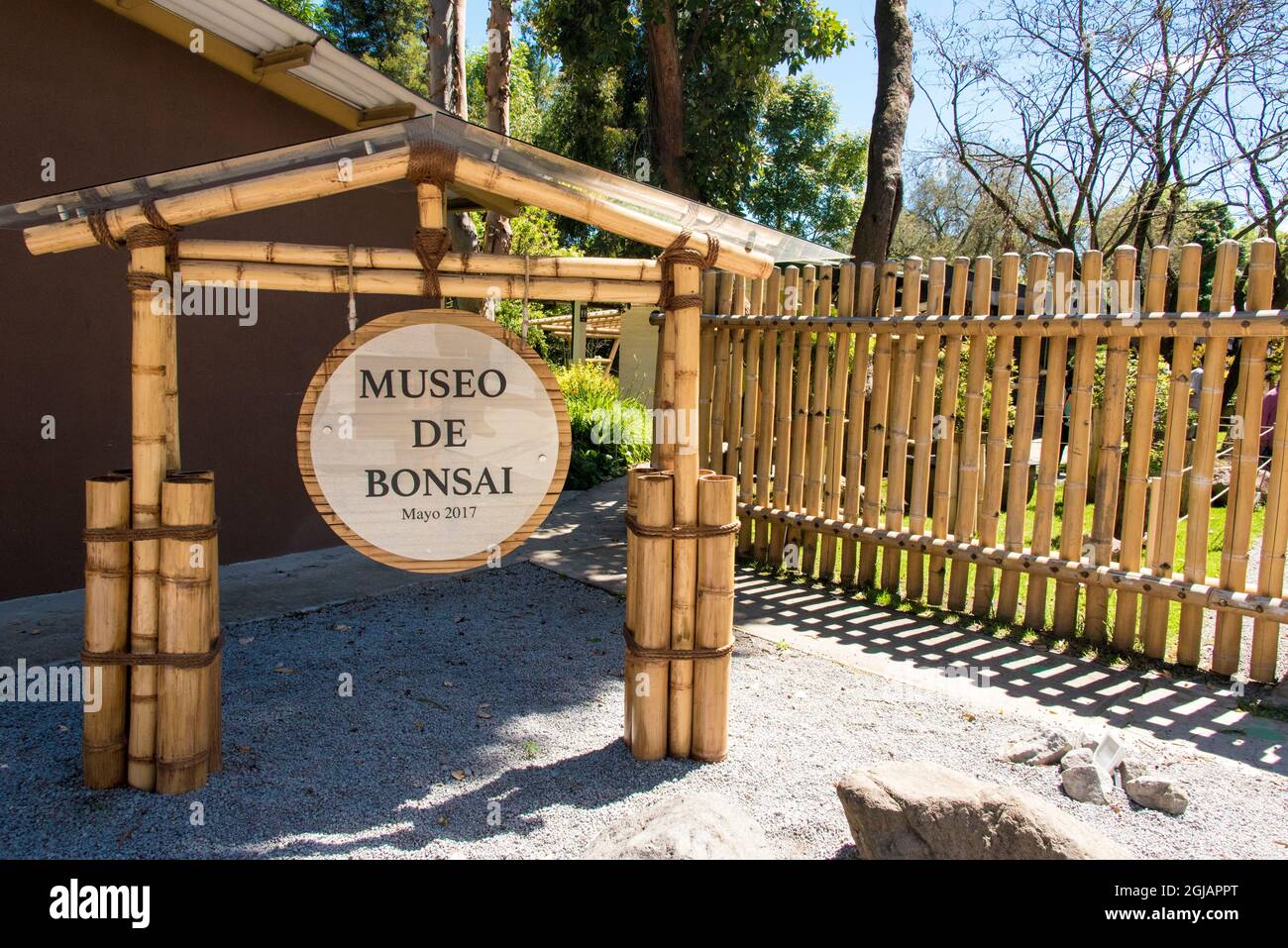 Ecuador, Quito. Jardin Botanico de Quito. Giardini botanici con esposizione di bonsai Foto Stock