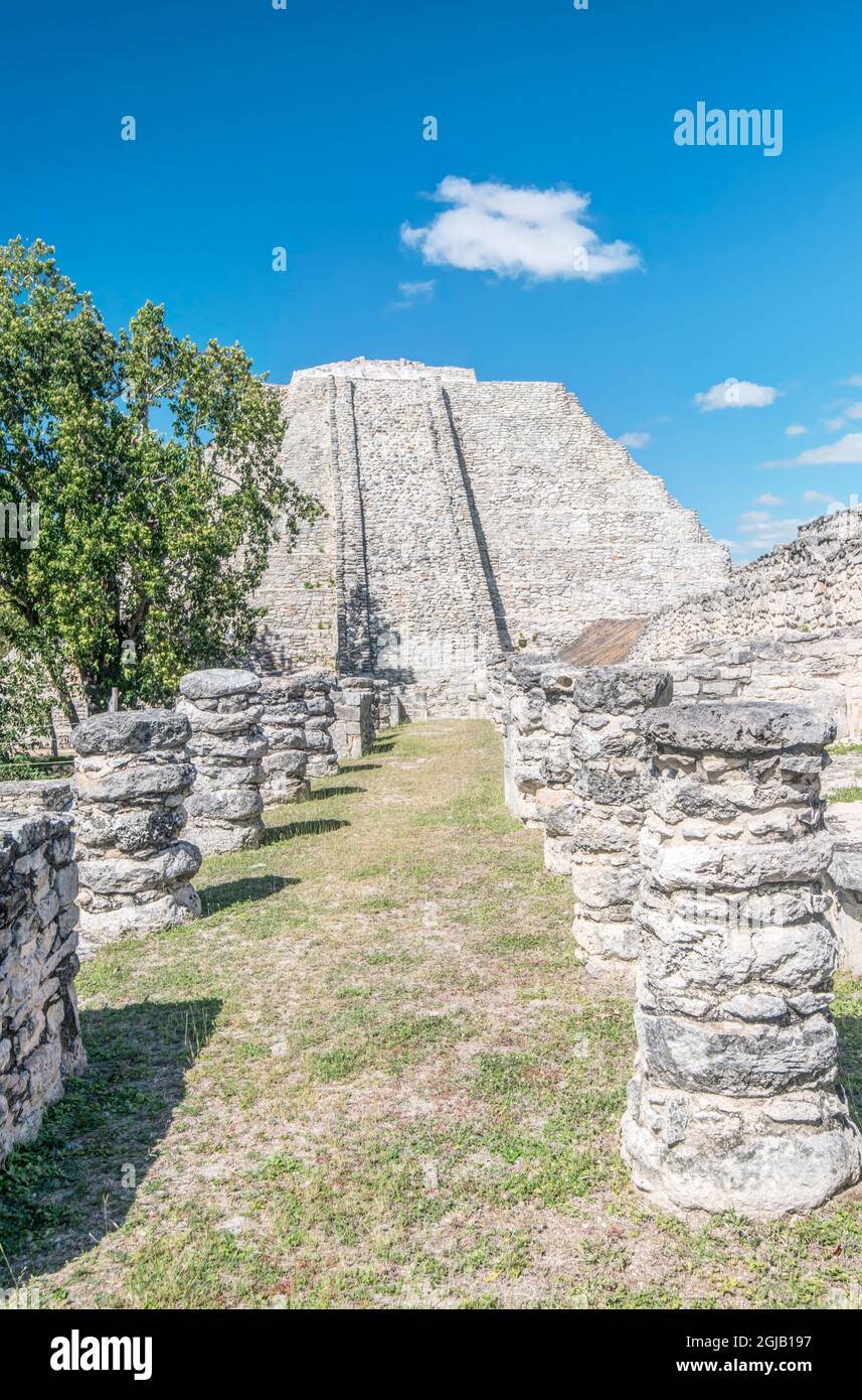 Messico, Yucatan. Rovine Maya, piramide Kukulkan Foto Stock