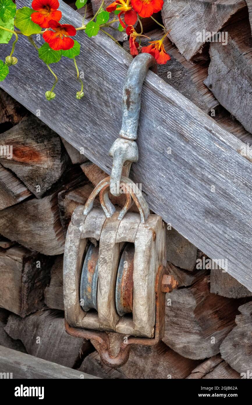 Blocco antico e affrontare Foto Stock