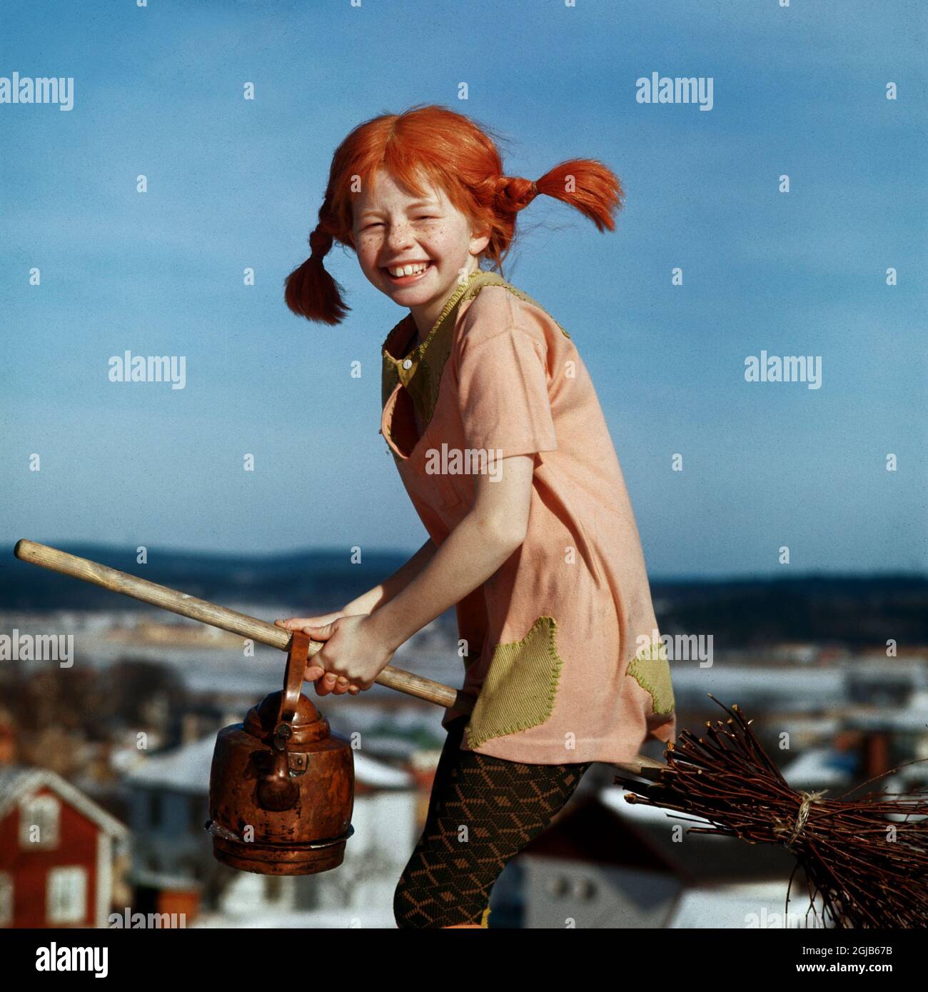 1969-03-25 Actress inger Nilsson AS Pippi Longstocking Foto Bo Aje Mellin / SVT code 5600 Foto Stock