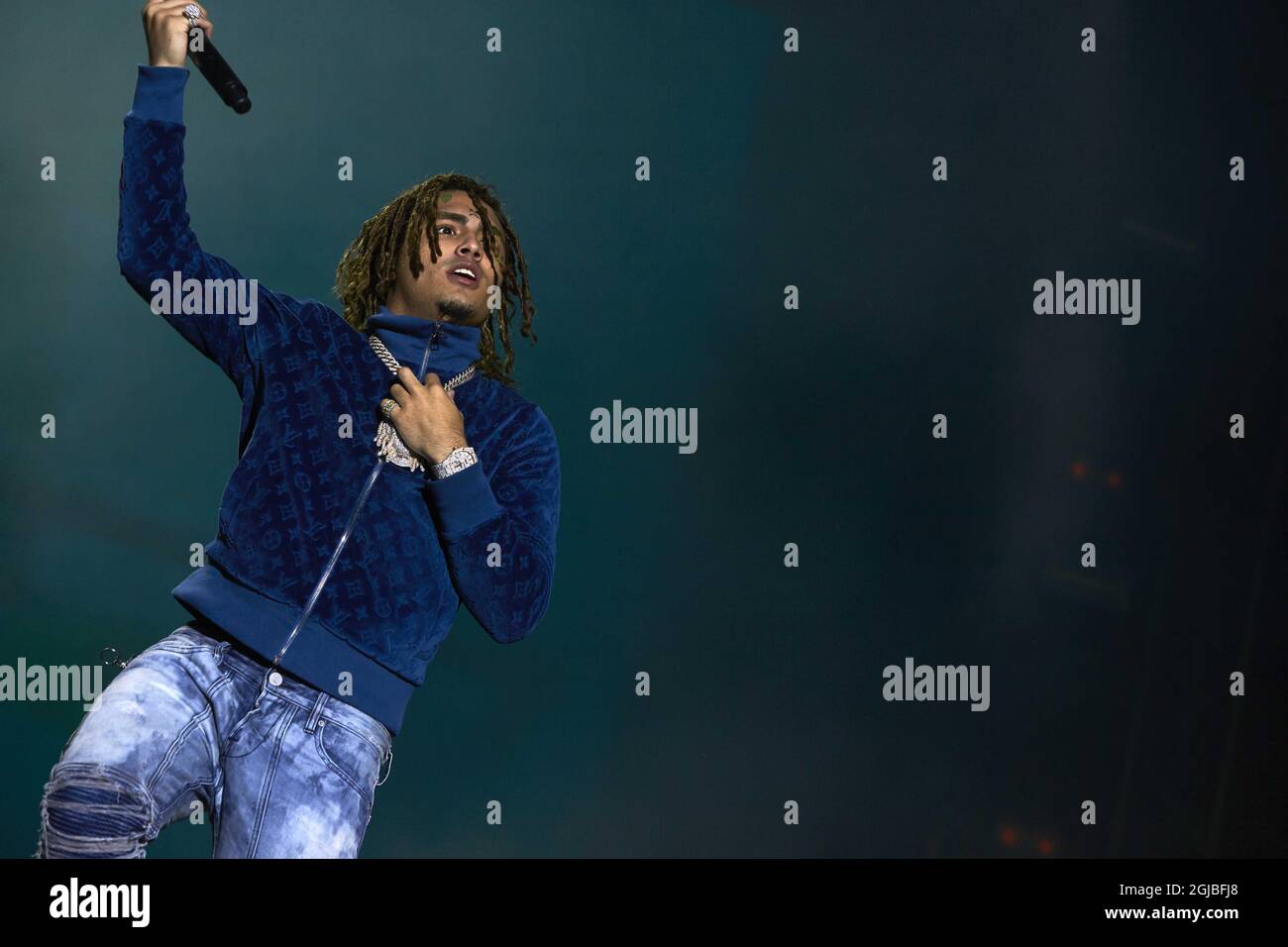 STOCKHOLM 20180814 l'American rapper Lil Pump si esibisce durante il festival musicale di un giorno Smash di Stoccolma il 14 agosto 2018. Poto: Fredrik Persson / TT / code 1080 Foto Stock