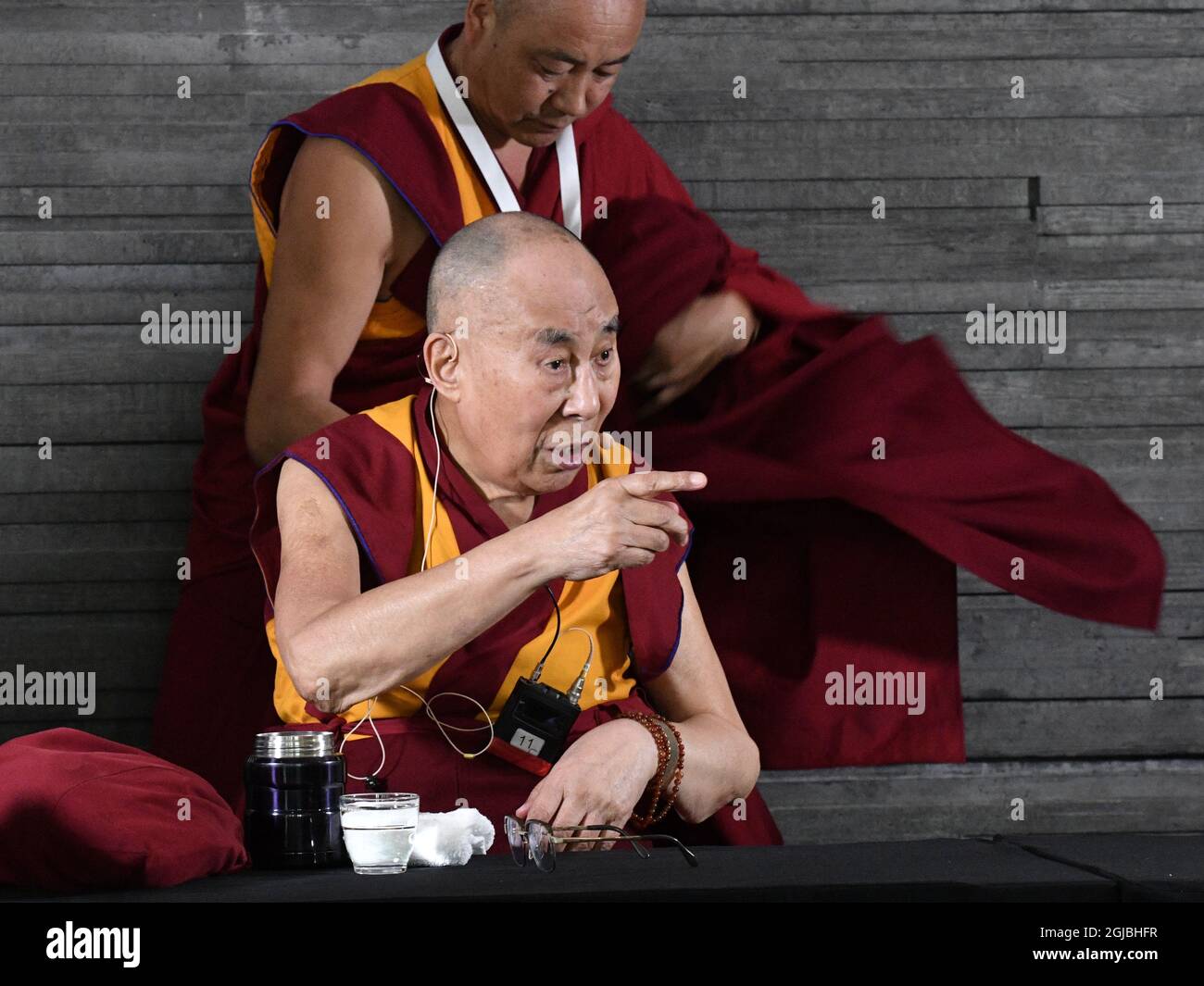 MALMO 2018-09-12 sua Santità il 14° Dalai lama è visto durante una conferenza stampa a Malmo, Svezia nel settembre. 9, 2018. Dalai lama è in Svezia per dare la lezione -l'arte della felicità e della pace-. Foto: Johan Nilsson / TT / Kod 50090 Foto Stock