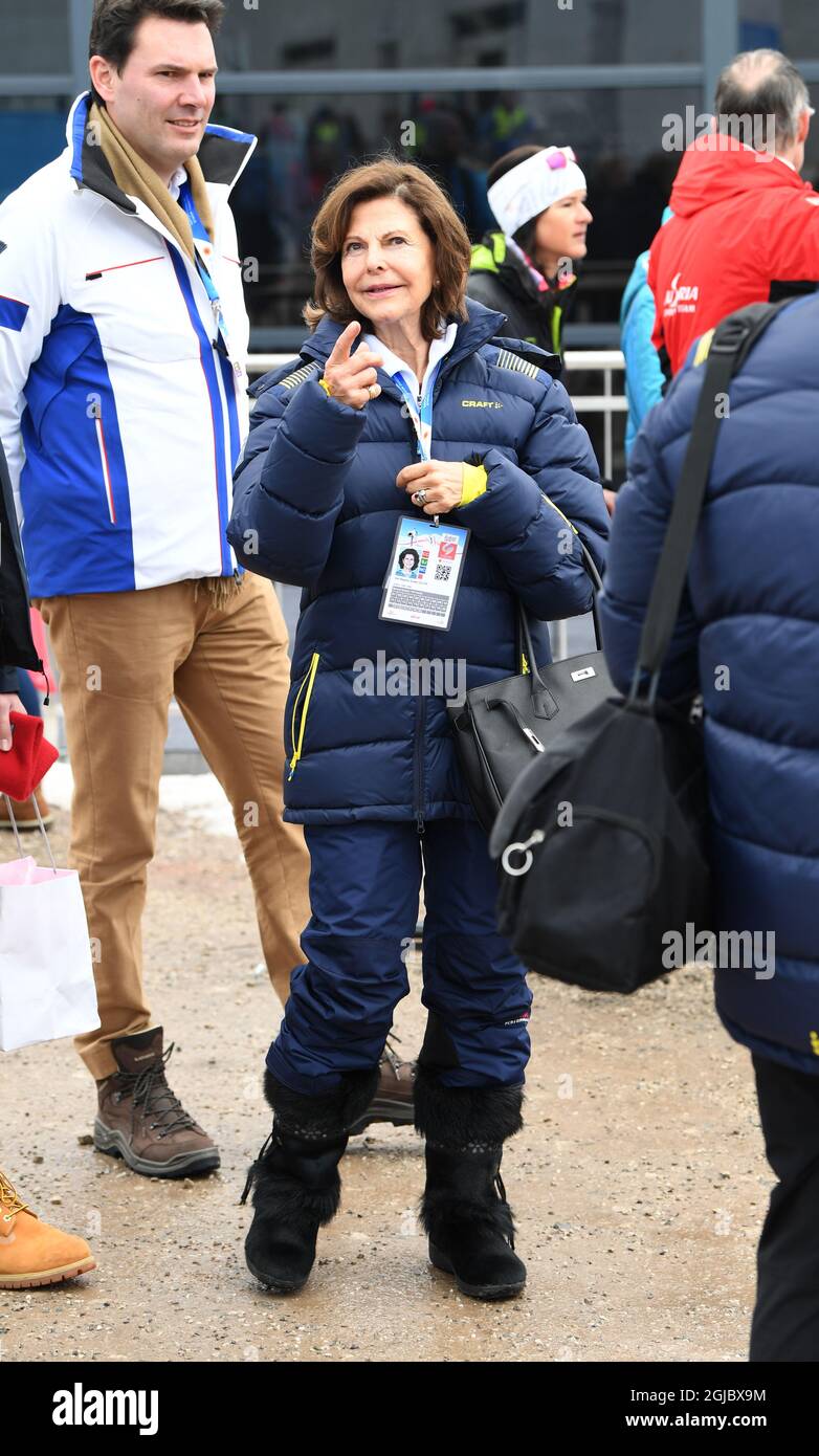 SEEFELD 20190223 la Regina Silvia svedese ai Campionati mondiali di sci nordico FIS 2019 di Seefeld., Austria. Foto Fredrik Sandberg / TT kod 10080 *** Foto Stock