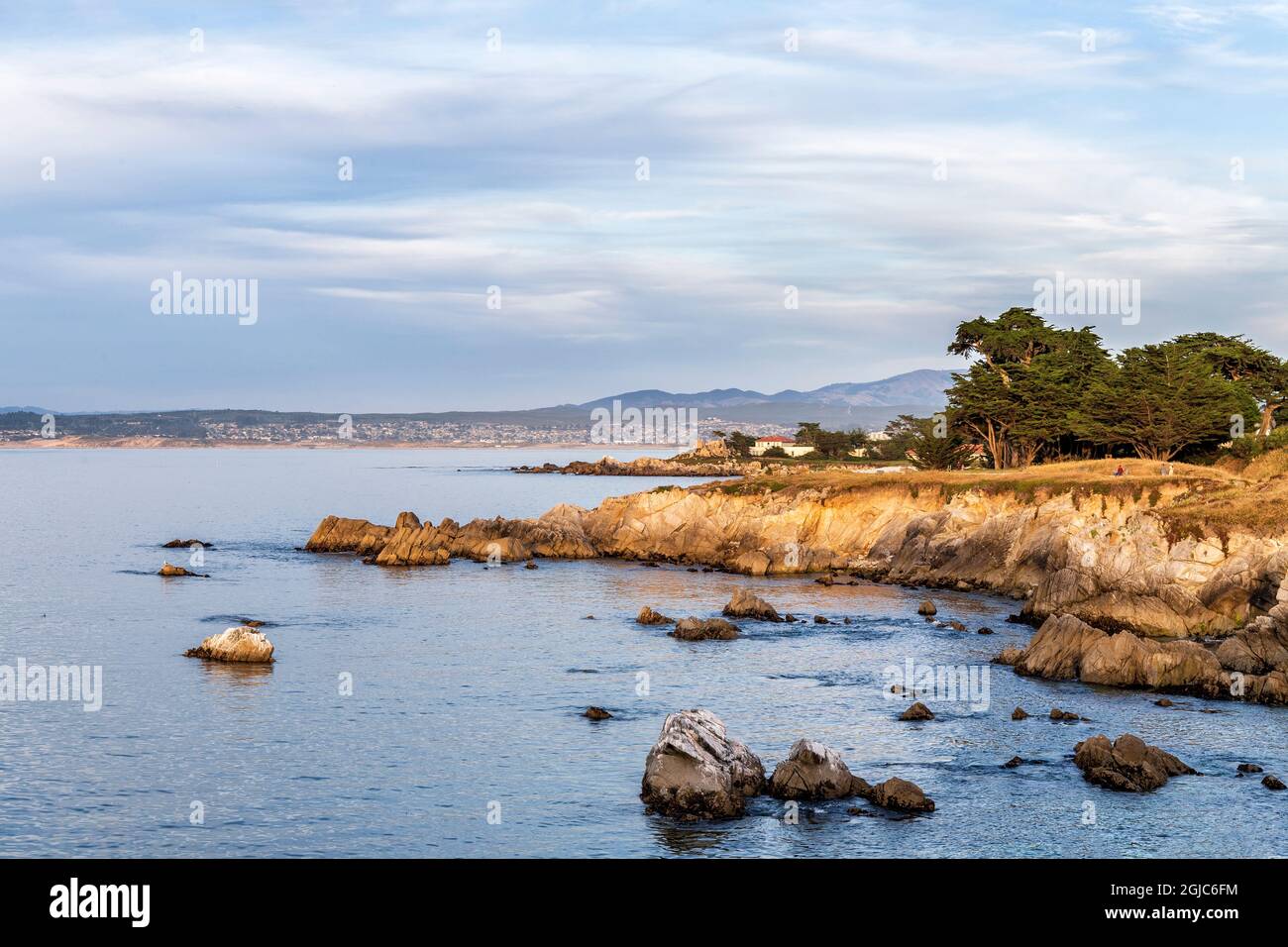 La costa di Pacific Grove di Monterey Bay Foto Stock