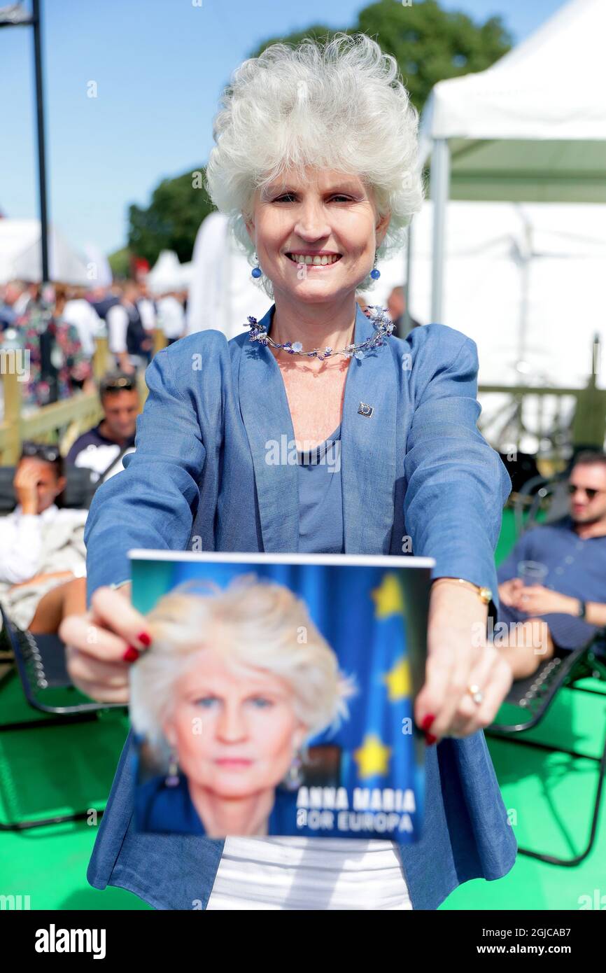 Anna Maria Corazza Bildt, bokrelease fÃ¶r hennes bok 'Anna Maria fÃ¶r Europa' sotto Almedalsveckan i Visby 2019-07-01 (c) Karina Ljungdahl / TT / kod 2548 Foto Stock