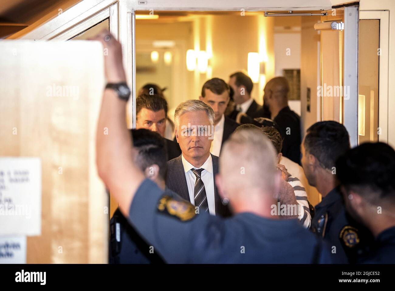 Robert C. o'Brien, Ambasciatore inviato Speciale, arriva alla corte distrettuale di Stoccolma, durante la seconda giornata di processo di ASAP Rocky, 1 agosto 2019. US rapper A$AP Rocky (Rakim Mayers) è in processo presso la corte di Stoccolma per affrontare le accuse di assalto, durante un giro di strada di giugno. C) ORRE PONTUS / AFTONBLADET / TT * * * EXPRESSEN OUT * * * AFTONBLADET / 85527 Foto Stock