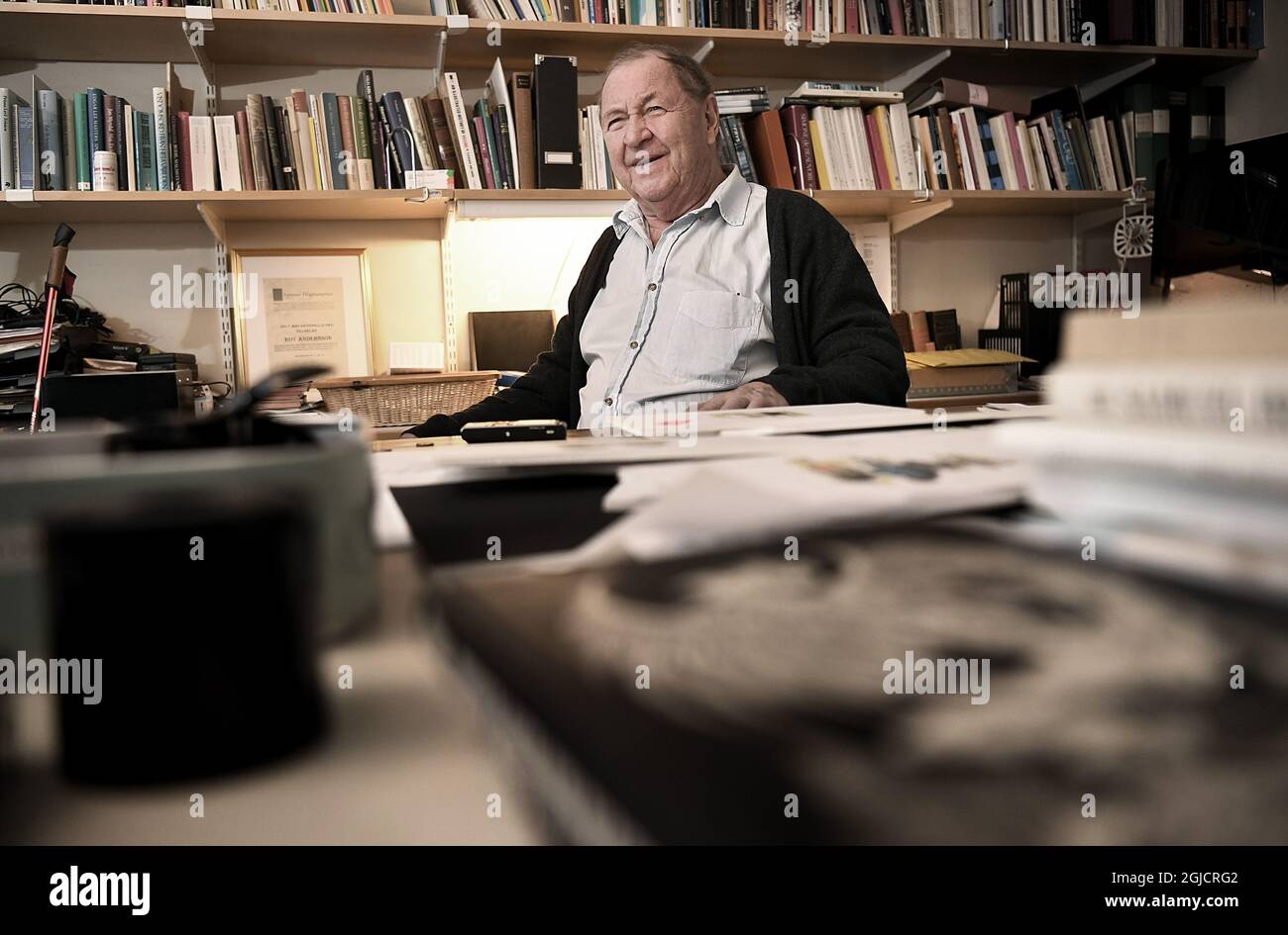 STOCCOLMA 2019-11-11 il regista svedese Roy Andersson nel suo studio di Stoccolma. All'inizio di quest'anno è stato insignito del Leone d'Argento per il miglior regista al 76th Venice International Film Festival, per il film ''About Endlessness''. Foto: BjÃ¶rn Lindahl 2019-11-11 (c) LINDAHL BJÃ–RN / Aftonbladet / TT * * * EXPRESSEN OUT * * * AFTONBLADET / 75436 Foto Stock