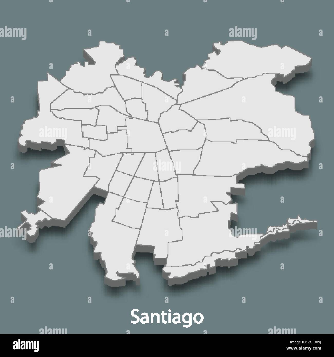 la mappa isometrica 3d di Santiago è una città del Cile, illustrazione vettoriale Illustrazione Vettoriale