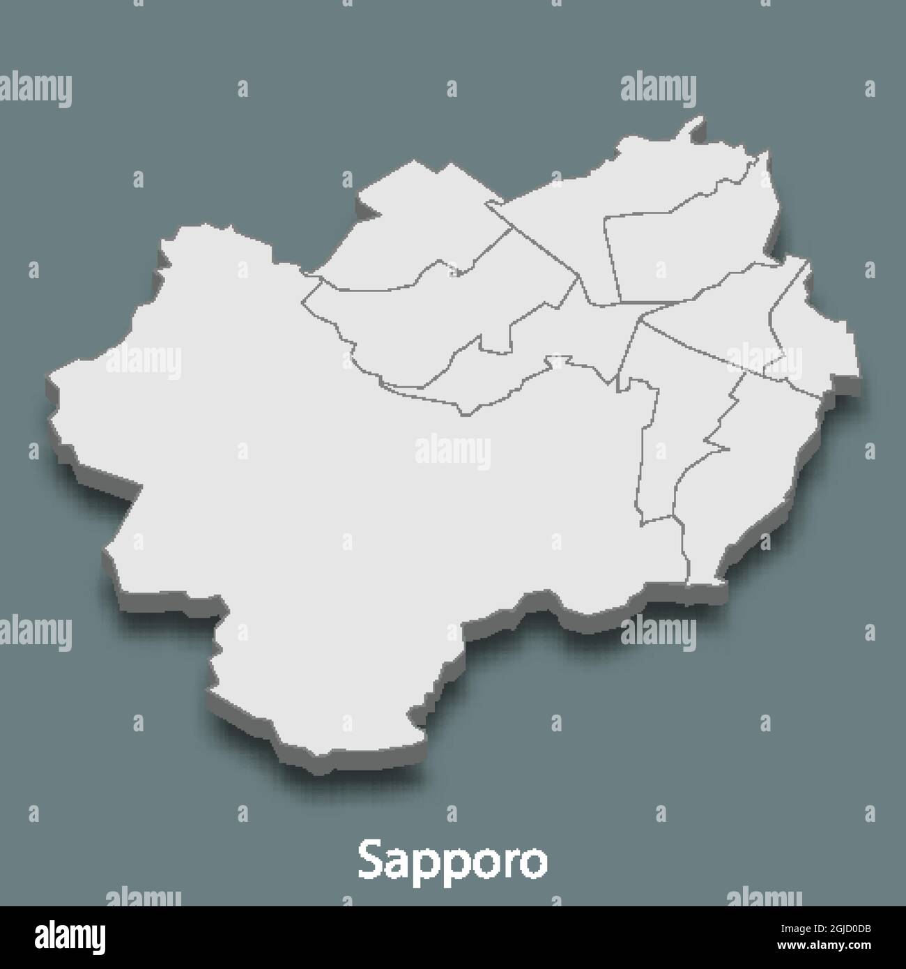 la mappa isometrica 3d di Sapporo è una città del Giappone, illustrazione vettoriale Illustrazione Vettoriale