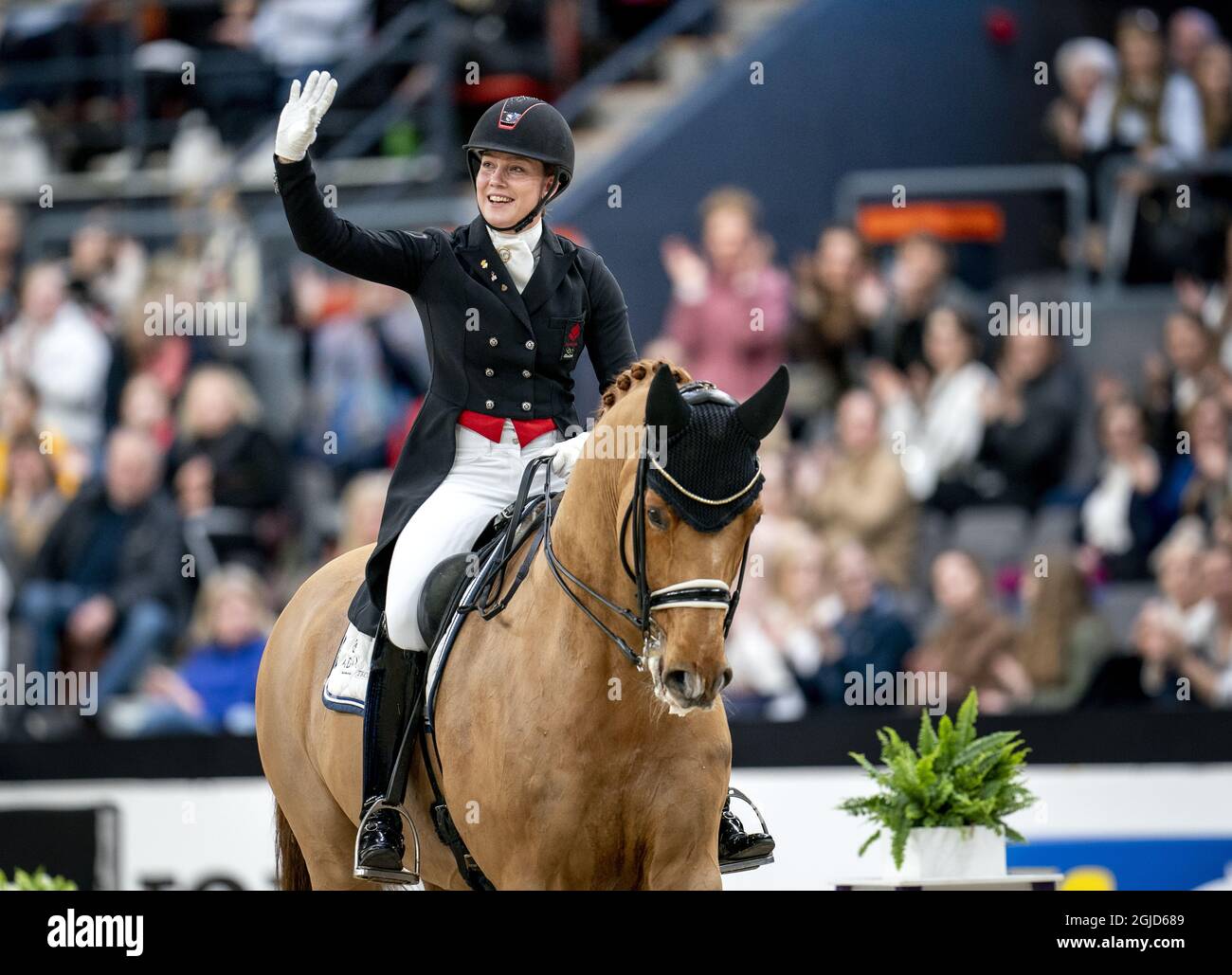 Cathrine Dufour di Danimarca e il suo cavallo Atterupgaards Cassidy vince la Coppa del mondo di Fei Dressage Freestyle durante il Gothenburg Horse Show allo Scandinavium di Gothenburg, Svezia, 22 febbraio 2020. Foto: Bjorn Larsson Rosvall/TT Kod 9200 Foto Stock