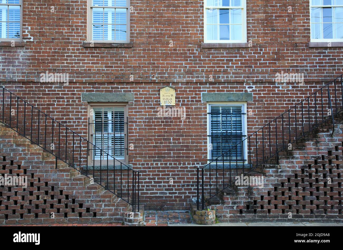 USA, Georgia, Savannah, edificio Brick nel distretto storico. Foto Stock