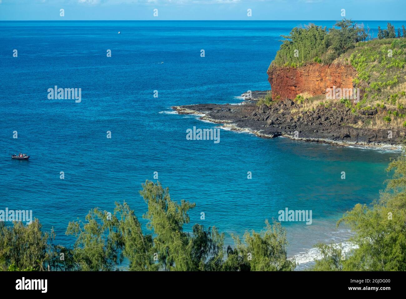 Spiaggia privata, Allerton Garden, Hawaii, Kauai, Stati Uniti. Foto Stock