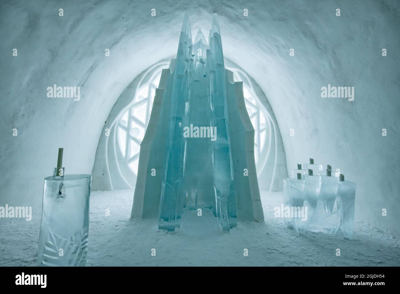 The Icehotel in Jukkasjarvi (Swedish: Jukkasjarvi), Northern Sweden Foto: Magnus Martinsson / TT / code 2734 Foto Stock